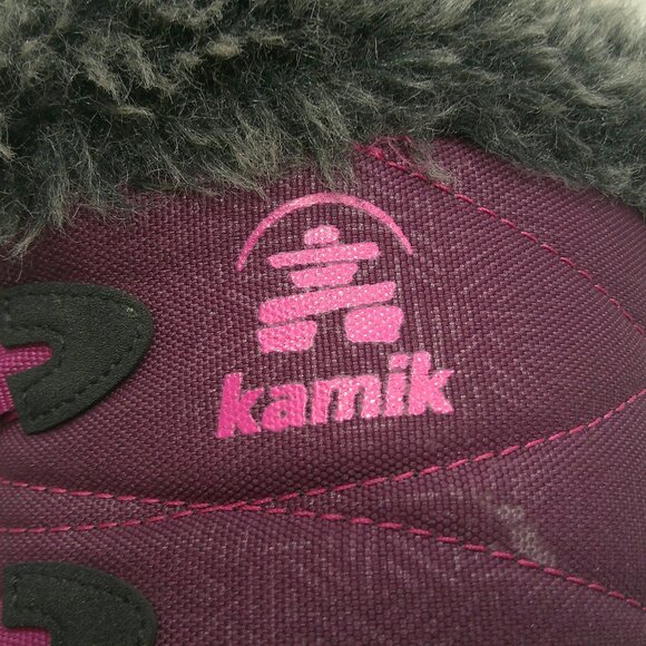 Kamik Waterproof Black Magenta Pink Faux Fur Top Lined Winter Snow Boots Size 1 - Picture 6 of 10